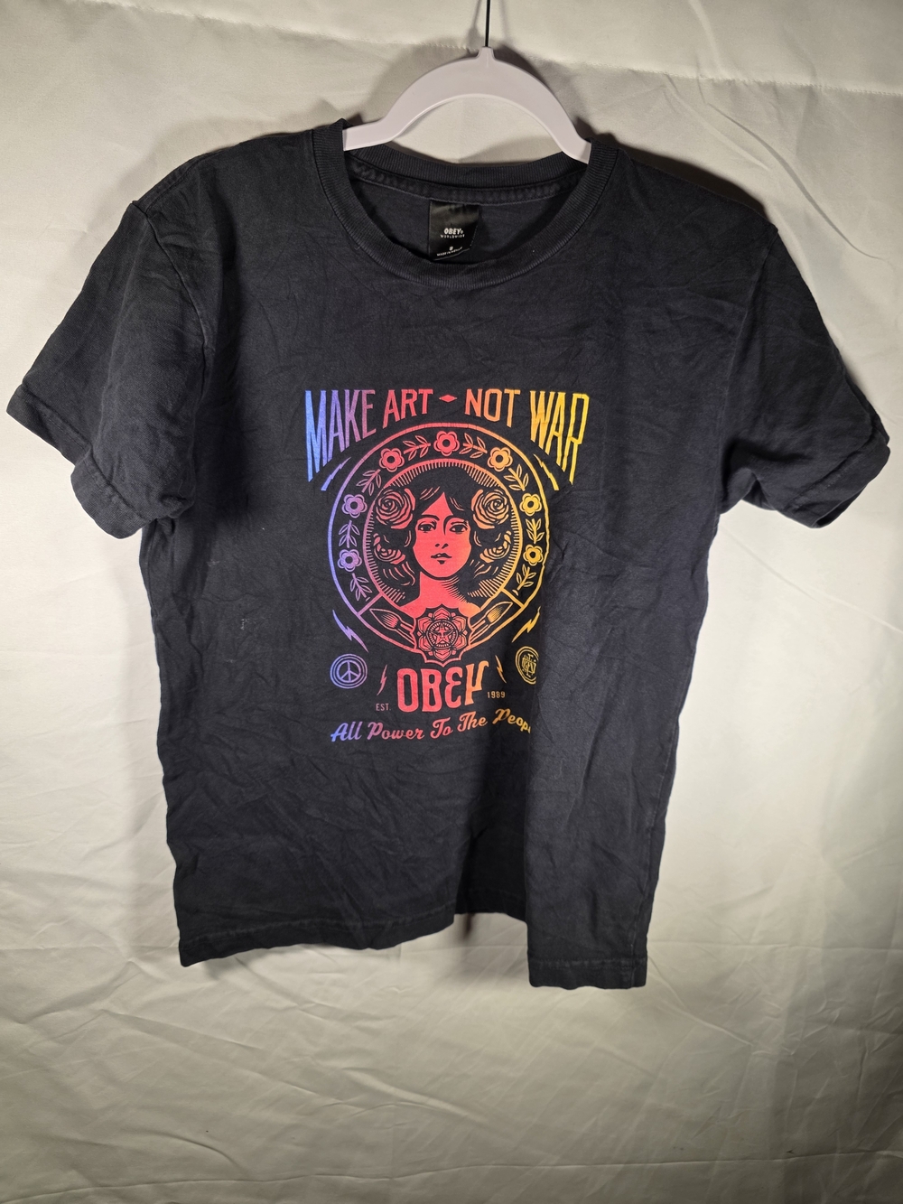 Obey Kids 'Make Art Not War' Black Graphic Tee